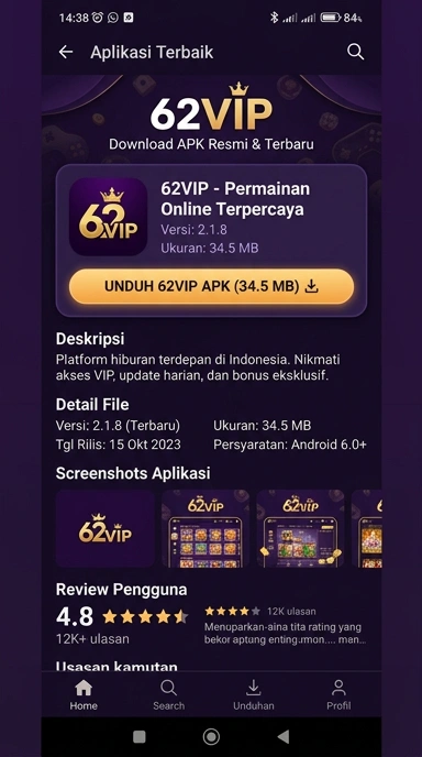 Panduan Unduh dan Instal APK 62vip untuk Android