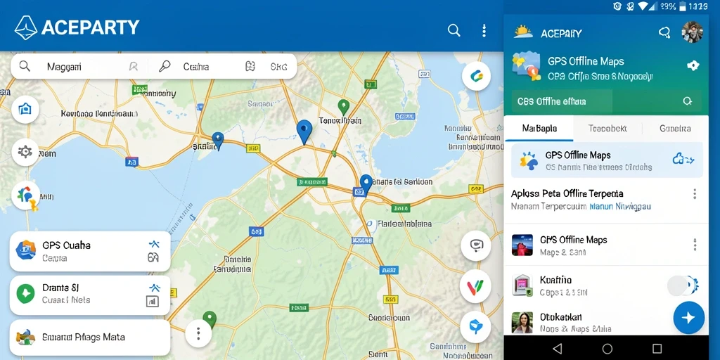 Tampilan antarmuka aplikas GPS Offline Maps ACEPARTY yang user-friendly.