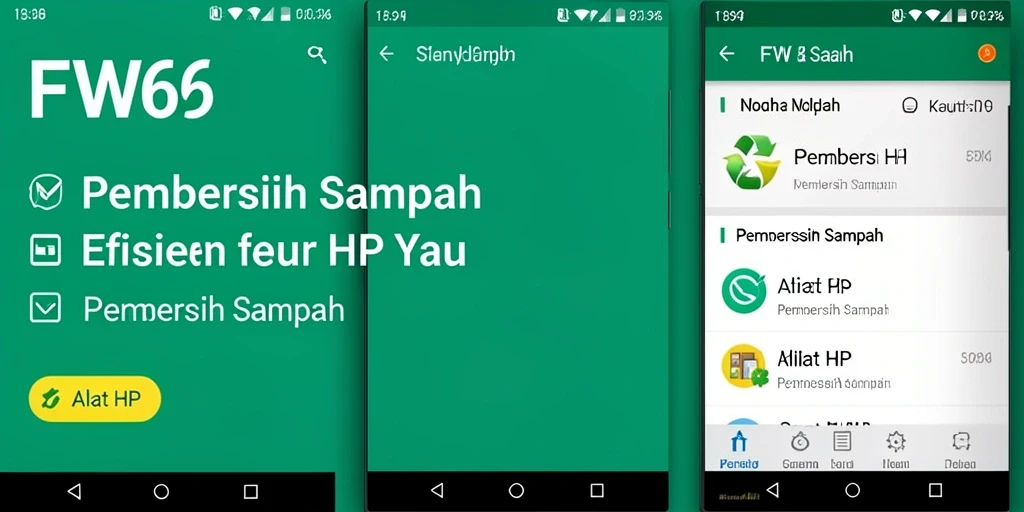 Tampilan utama FW66 dengan fitur pembersih sampah yang mudah diakses.