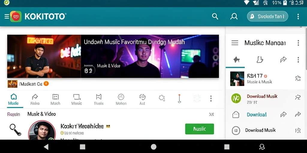 Antarmuka KOKITOTO menampilkan koleksi musik terorganisir.