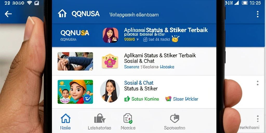 Antarmuka menarik dengan pilihan stiker yang beragam.