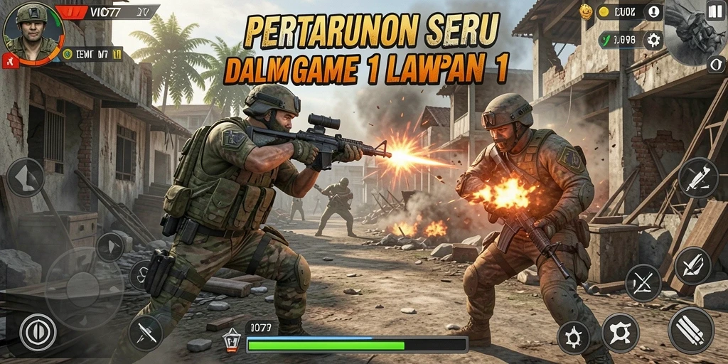 Tampilan antarmuka permainan Tempur 1 Lawan 1 VIO77.